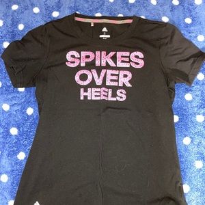 “Spikes over Heels” - adidas golf shirt - size Small